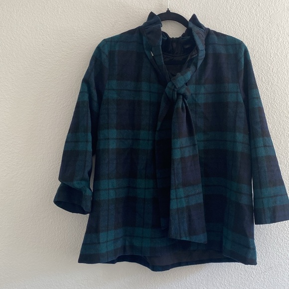 Tuckernuck Plaid Blouse in Blue and Black - Picture 8 of 10